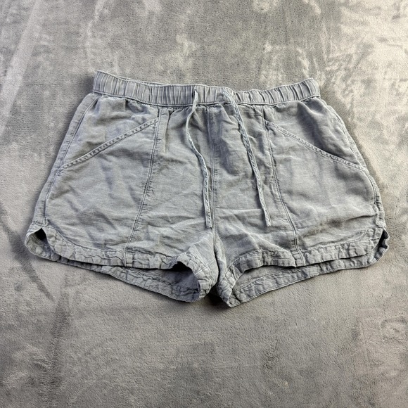 C&C California Shorts Womens Large Gray Linen Blend Elastic Waist Drawstring - Picture 1 of 10